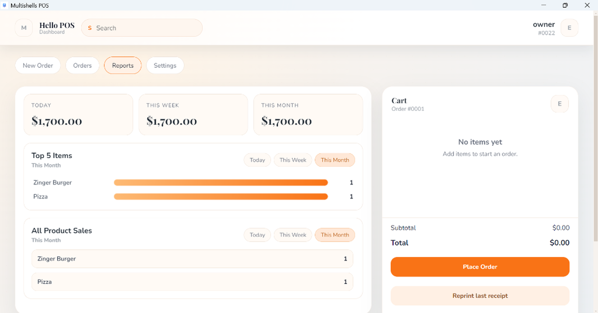 Multishells POS Sales Reports and Dashboard